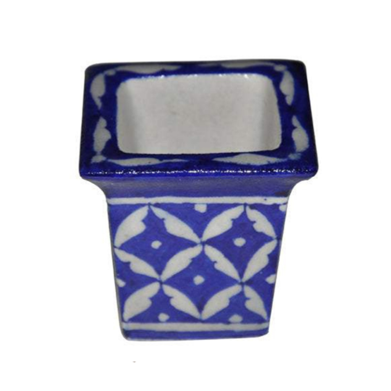 Blue Pottery Square Flower Bud Vase