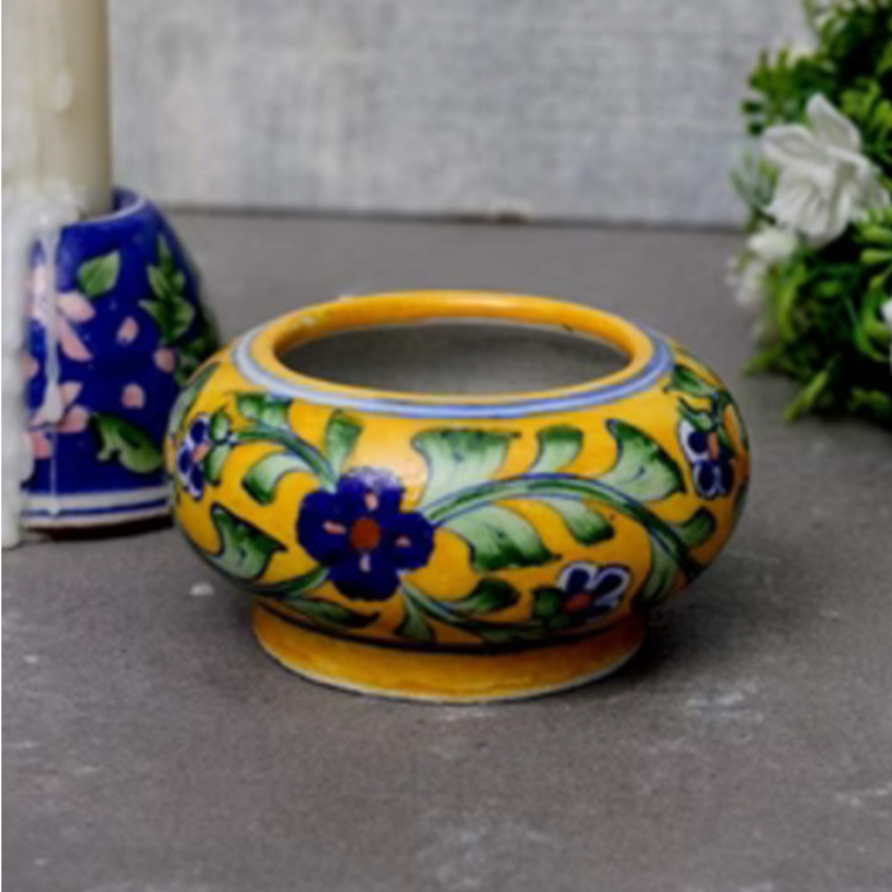 Blue Pottery Round Ashtray